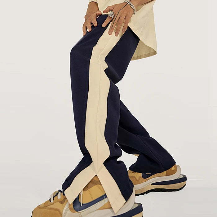 Professional Customized Oversized Blank Sweatpants Men Split Side Bottom Color Block Straight Leg Sweatpants
