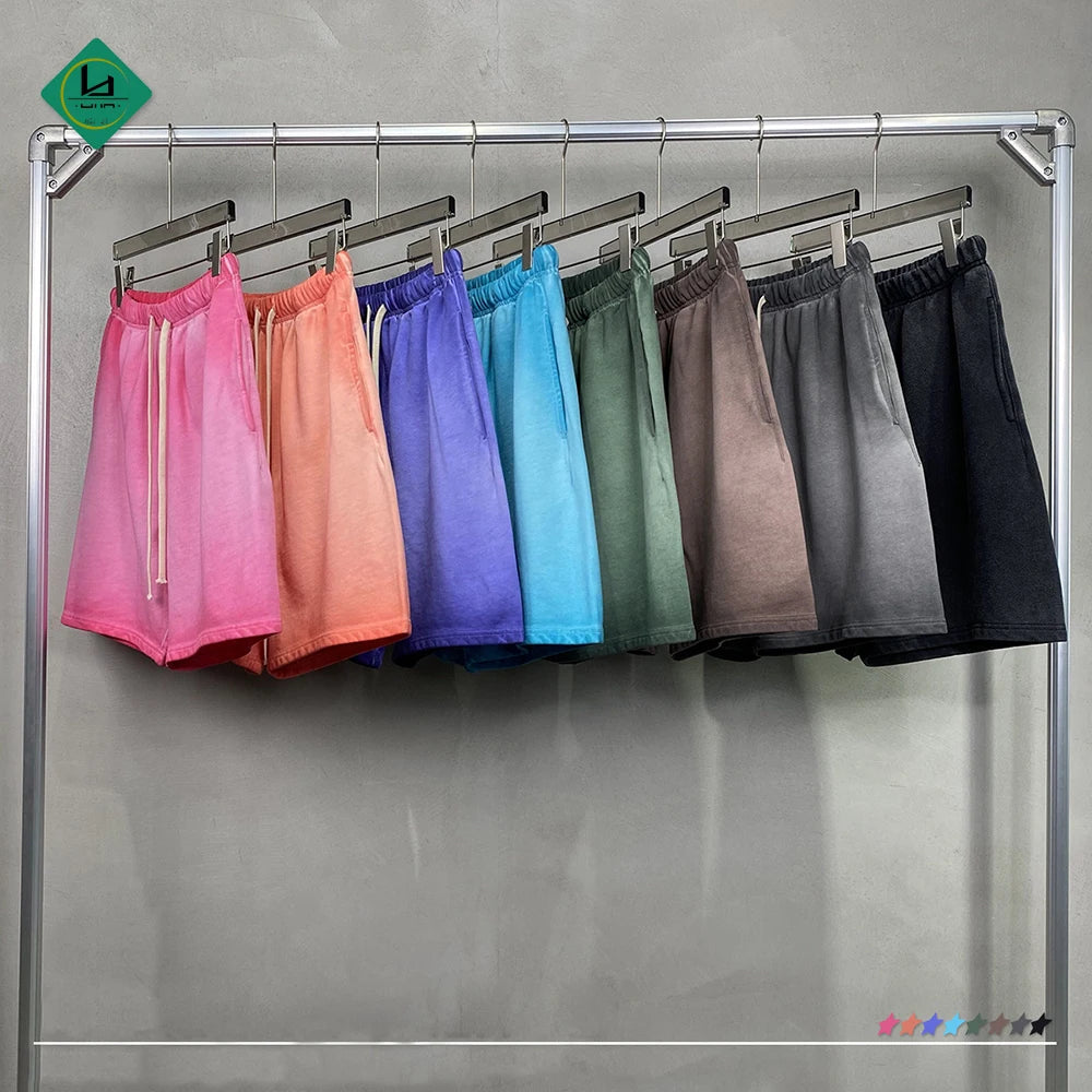 Hot Sale Unisex Summer New Streetwear 100% Cotton Mens Shorts Vintage Washed Men Heavyweight French Terry Sweat Shorts