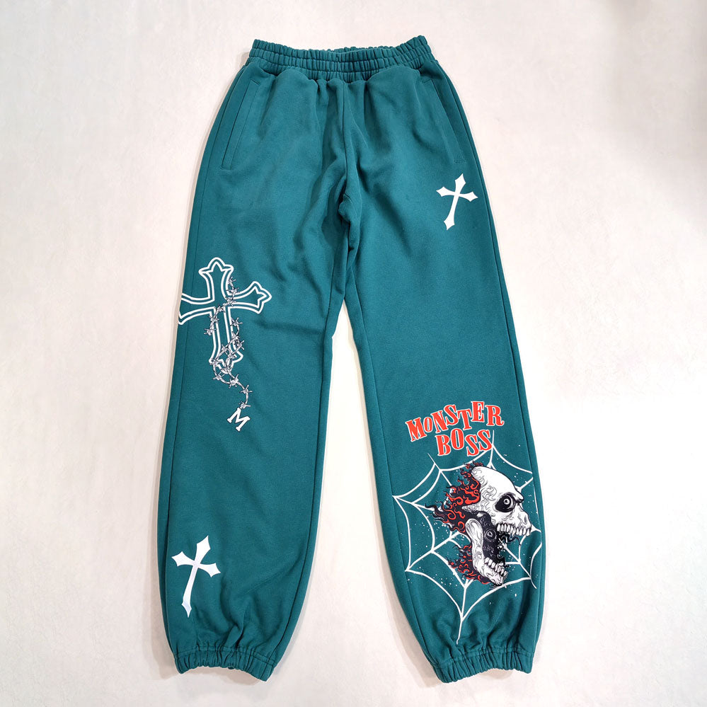 HuiLi new arrival 100% cotton heavyweight sweatpants men custom logo printed drawstring waist jogger sweatpants