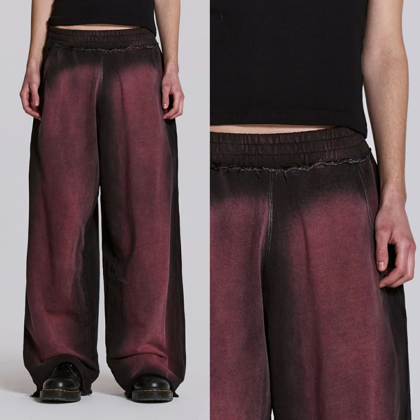 Oem Factory Customized Oversized Heavyweight Sweatpants Men Solid Color Raw Hem Elastic Waist Relaxed Jogger Sweatpants
