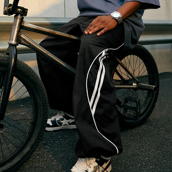 Summer Streetwear Unisex Oversized Pants Custom Elastic Waist Men Baggy Wide Leg Vintage Track Pants