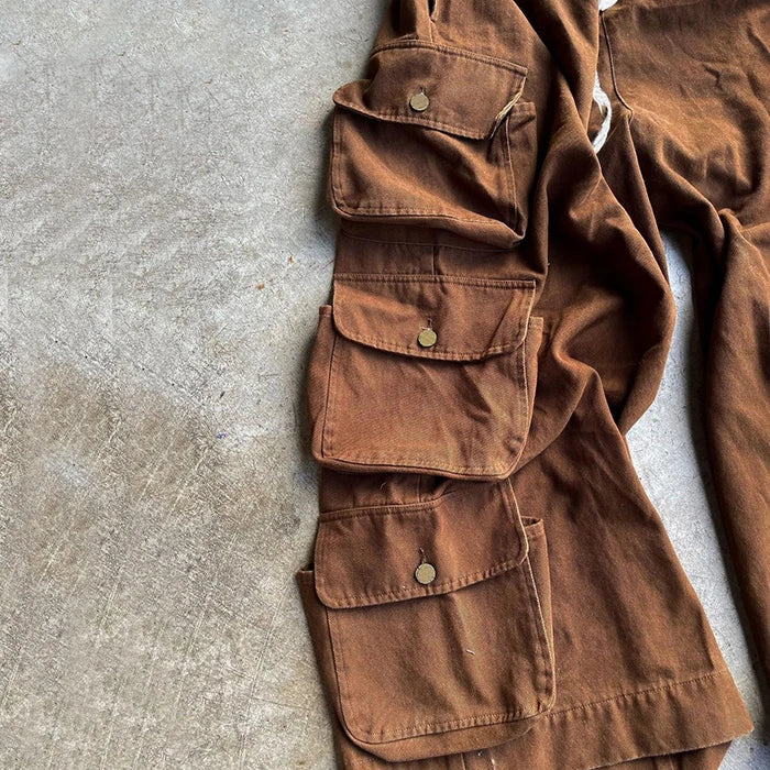 Manufacturer OEM Unisex Oversized Fit Baggy Pants Men Custom Multi Pockets Oversized Wide Leg Utility Cargo Pants