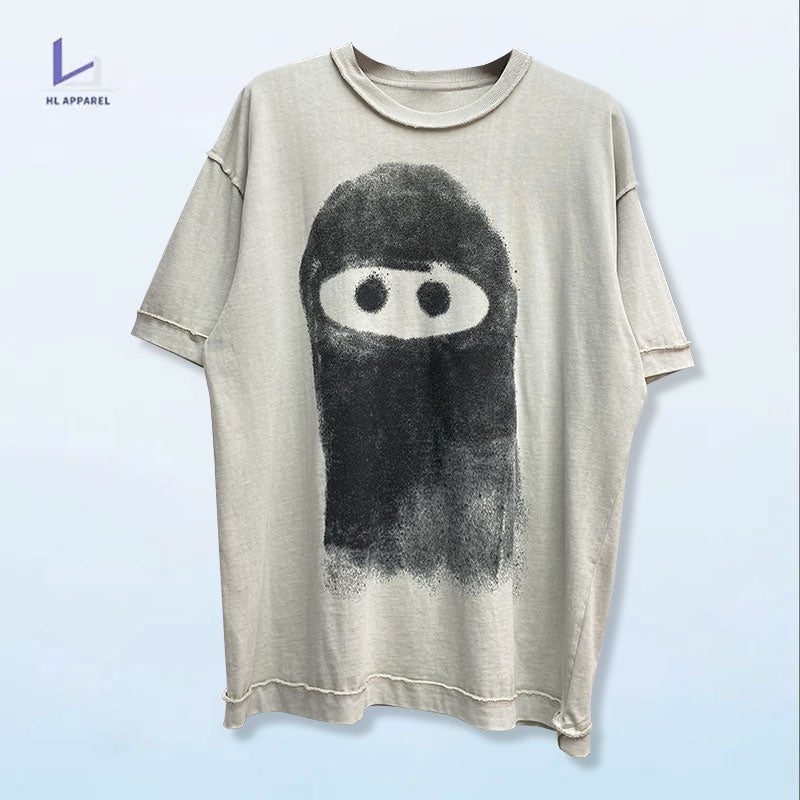High quality men custom printing washed t shirt