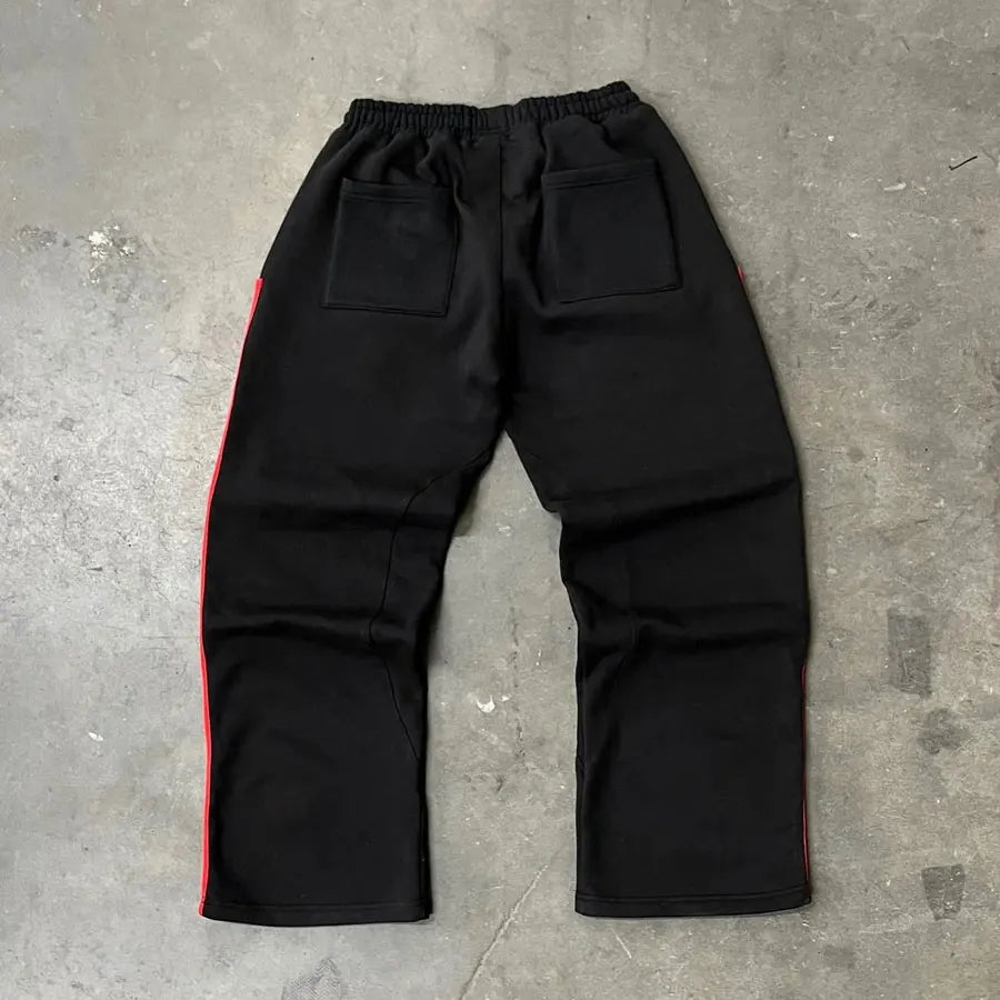 Huilin Heißer Verkauf Sportswear Männer Trainingshose Individuell Übergroße Elastische Taille Gerade Breite Bein Gestreifte Jogginghose Für Männer