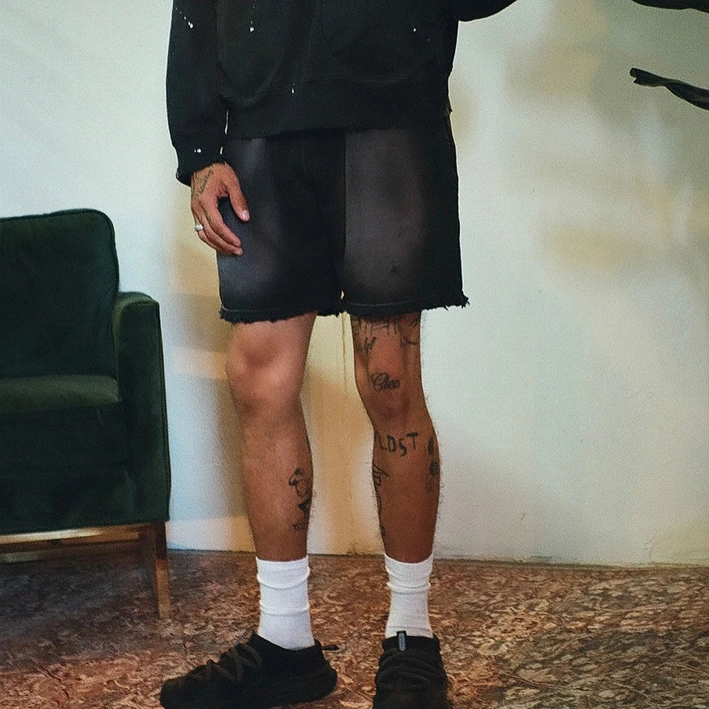 Heavyweight Cotton Streetwear Shorts Men Custom Vintage Washed Thick Cotton Sunfaded Sweat Shorts