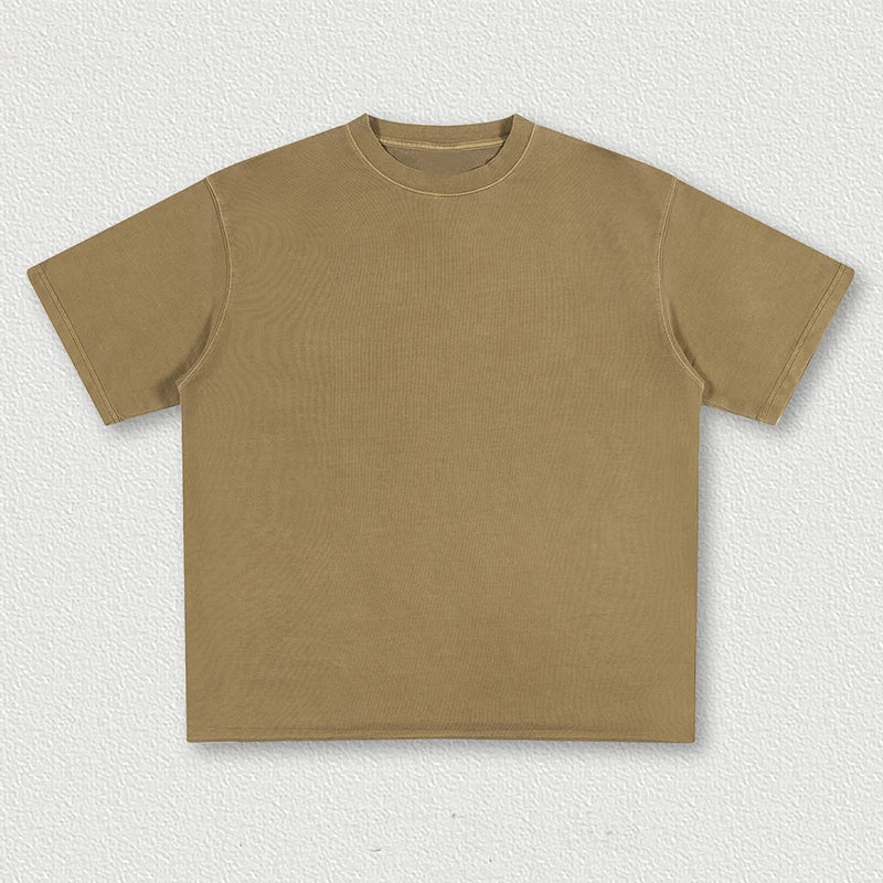 Manufacturer 350gsm Streetwear 100% Cotton Blank T Shirt Plain Casual Men's Oversized Vintage Washed T-shirts