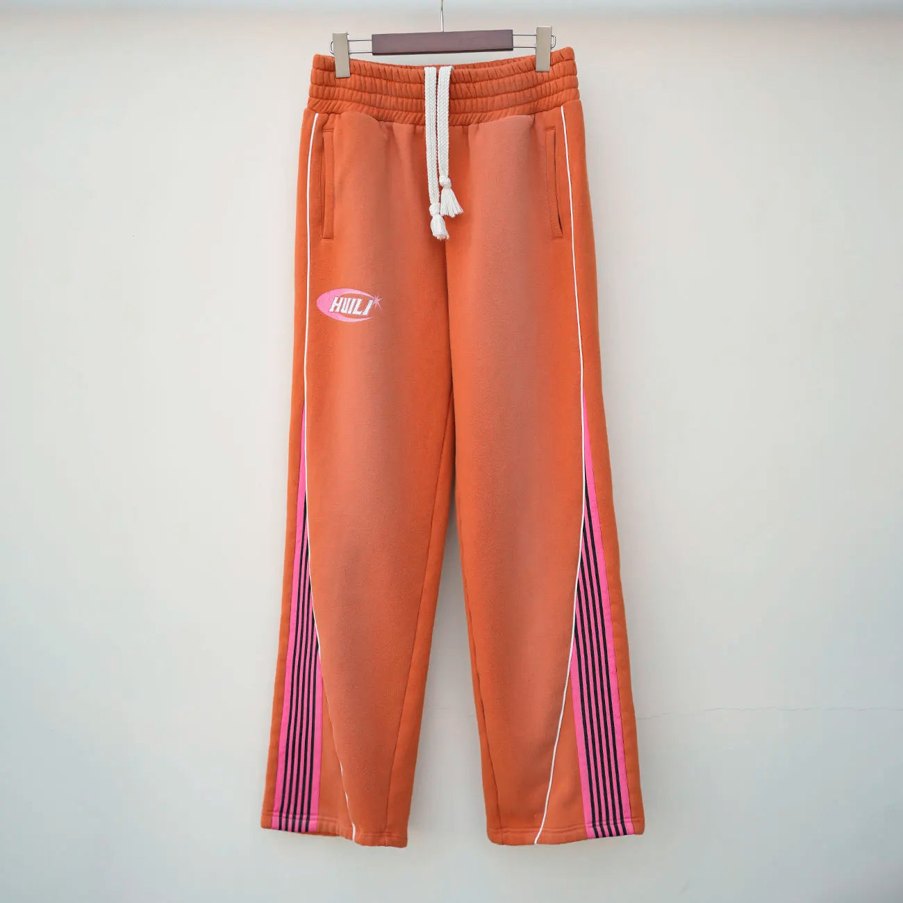 Vintage Monkey Washed Sunfaded Sweat Pants Oversized Fit Mens Custom Logo Printing Striped Wide Leg Sweatpants