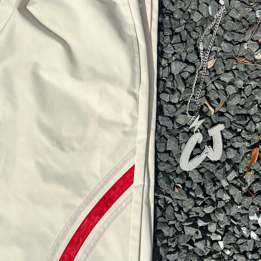 New Arrival Elastic Waist Nylon Pants Men Custom Striped Design Straight Wide Leg Oversized Track Pants