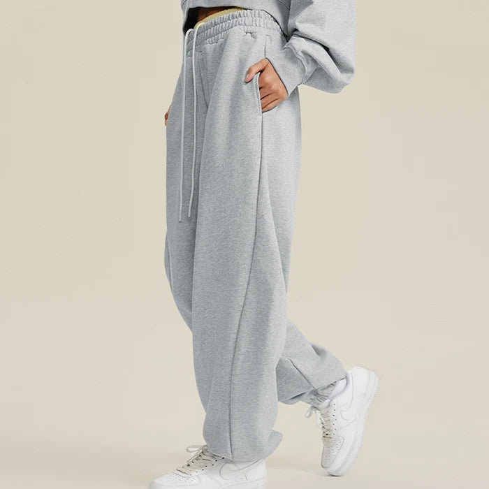 New Design 440Gsm Heavyweight Unisex Knitted Blank Sweatpants Men Oversized Relaxed Fit Double Waist Sweatpants