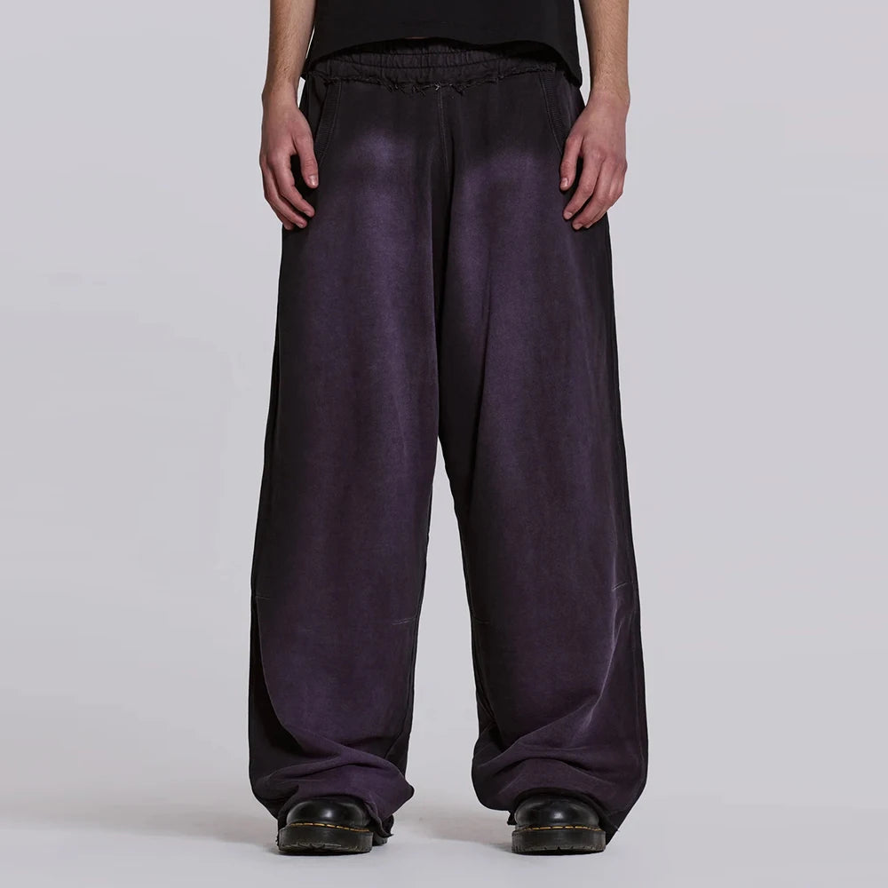 Huilin Factory Oem 100 % Baumwolle Unisex Übergroße Passform Weite Jogginghose Custom Vintage Acid Washed Herren Baggy Jogginghose mit Rohsaum