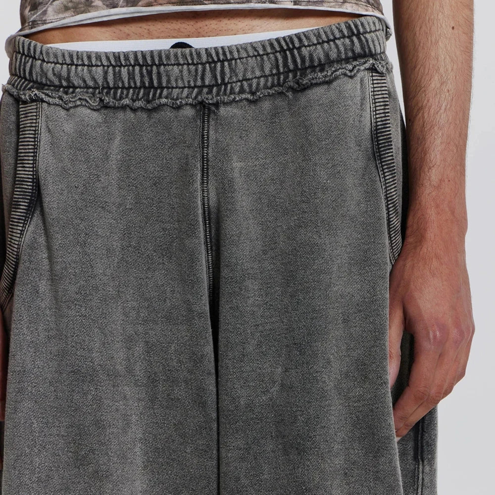 Huilin Factory Oem 100 % Baumwolle Unisex Übergroße Passform Weite Jogginghose Custom Vintage Acid Washed Herren Baggy Jogginghose mit Rohsaum