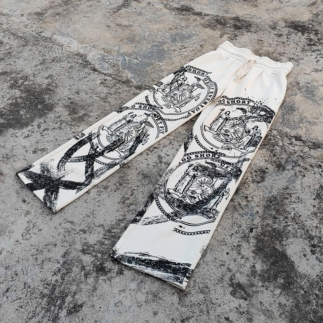 Custom Heavyweight Cotton Streetwear Sweatpants Men Screen Printing Baggy Wide Leg Graphic Y2k Sweatpants