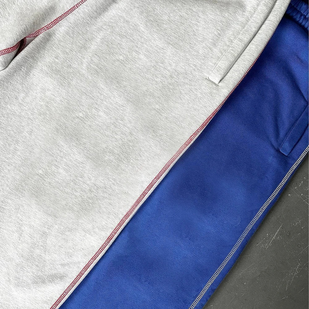 Unisex Oversized Blank Cotton Jogger Pants Men Custom Contrast Stitching Men Straight Wide Leg Heavyweight Sweatpants