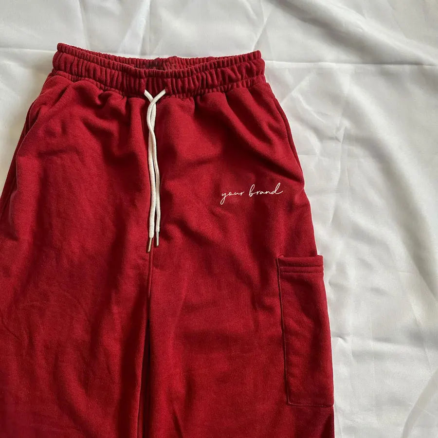 Hot Selling Basic Thick Cotton Wide Straight Leg Sweatpants Men Drawstring Waist Oversized Baggy French Terry Sweatpants