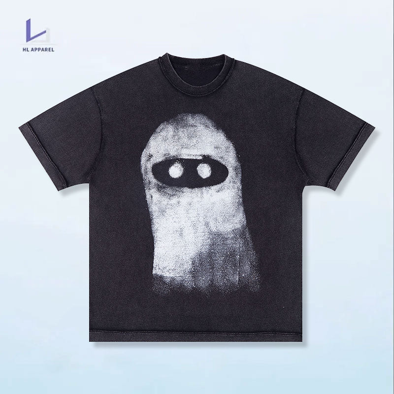 High quality men custom printing washed t shirt