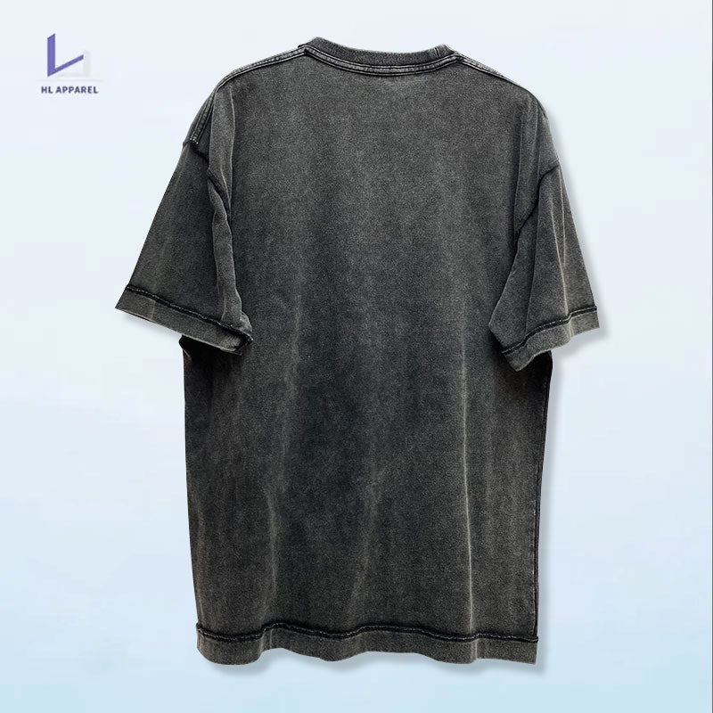 High quality men custom printing washed t shirt