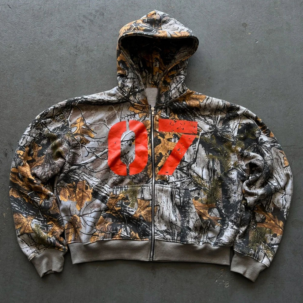 Streetwear Two Piece Set Tracksuit Sweatsuits Oversized Fit Men Custom Dtg Printing Camo Hoodies Sweatpants Sets
