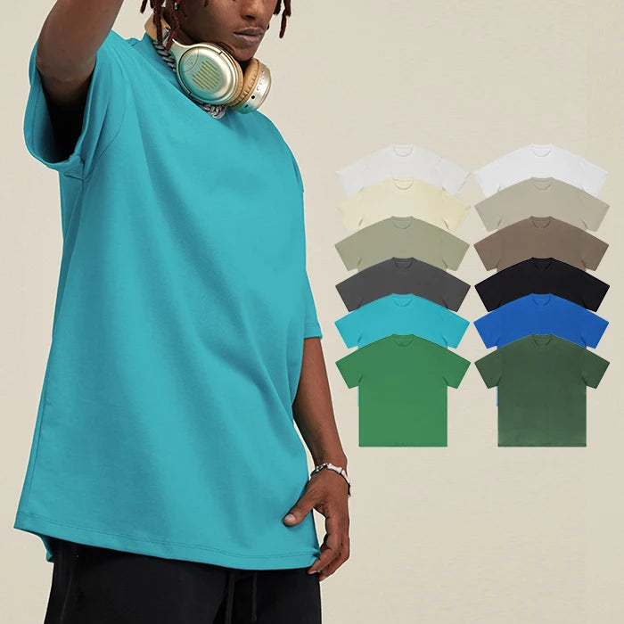 Unisex Oversized T Shirts Short Sleeve Men Solid Color Blank Heavyweight Cotton Basic T Shirt