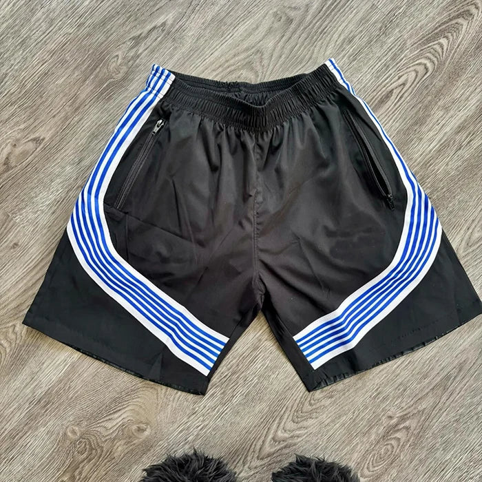 Elastic Waist Unisex Summer Streetwear Nylon Shorts Custom Striped Design Men Gym Shots