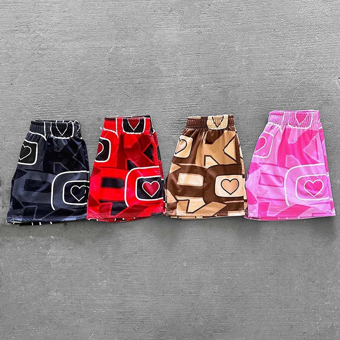 Manufacturer Oem Summer Fashion Streetwear Polyester Shorts Custom Dtg Printed Men Mesh Basketball Shorts