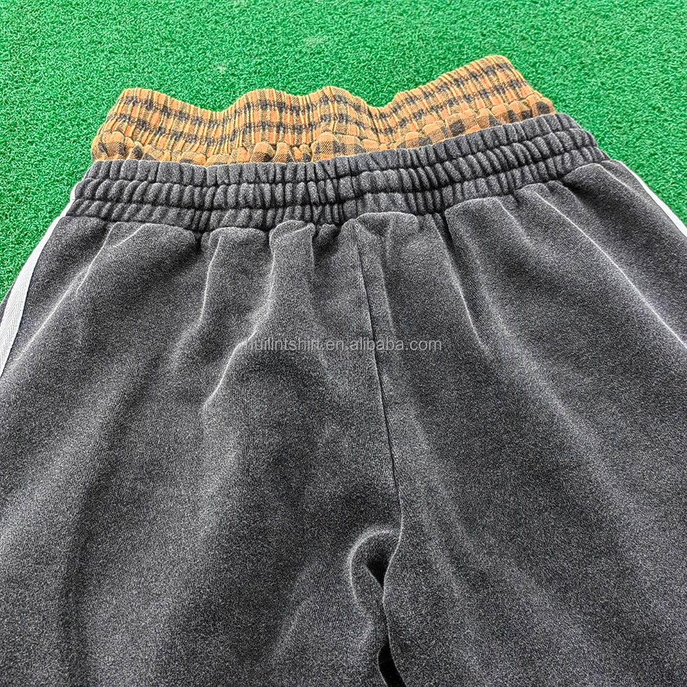New Design Striped Side Split Bottom Track Sweat Pants Custom 100% Cotton Men Straight Wide Leg Double Waist Sweatpants