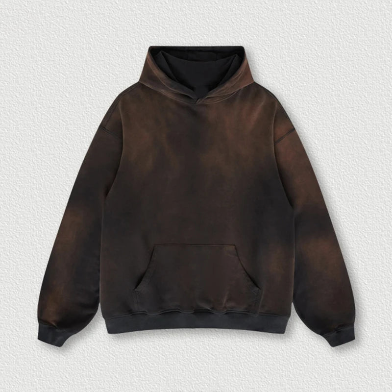 Huili Wholesale Custom Logo Hochwertiger 100% Baumwolle Vintage Style Acid Washed Hoodie Plain Neck Herren Hoodies