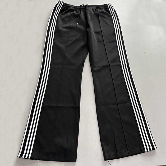 HuiLin high quality customized straight leg men flared sweatpants drawstring waist oversized striped tape side track pants