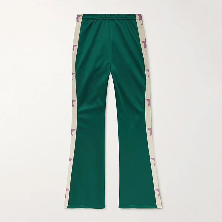 HL Fabrik Großhandel Männer hochwertige Seite Patchwork ausgestellte Jogger benutzerdefinierte Stern Stickerei breite Beinhose OEM Flare Jogginghose