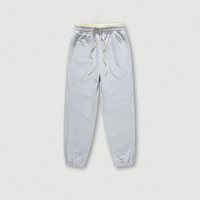 New Design 440Gsm Heavyweight Unisex Knitted Blank Sweatpants Men Oversized Relaxed Fit Double Waist Sweatpants
