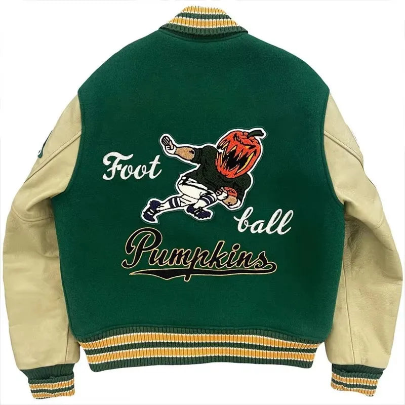 Woolen Leather Sleeve appliques Patchwork Varsity Men's Jacket Chenille Embroidery Badge Letterman Baseball Jacket Custom