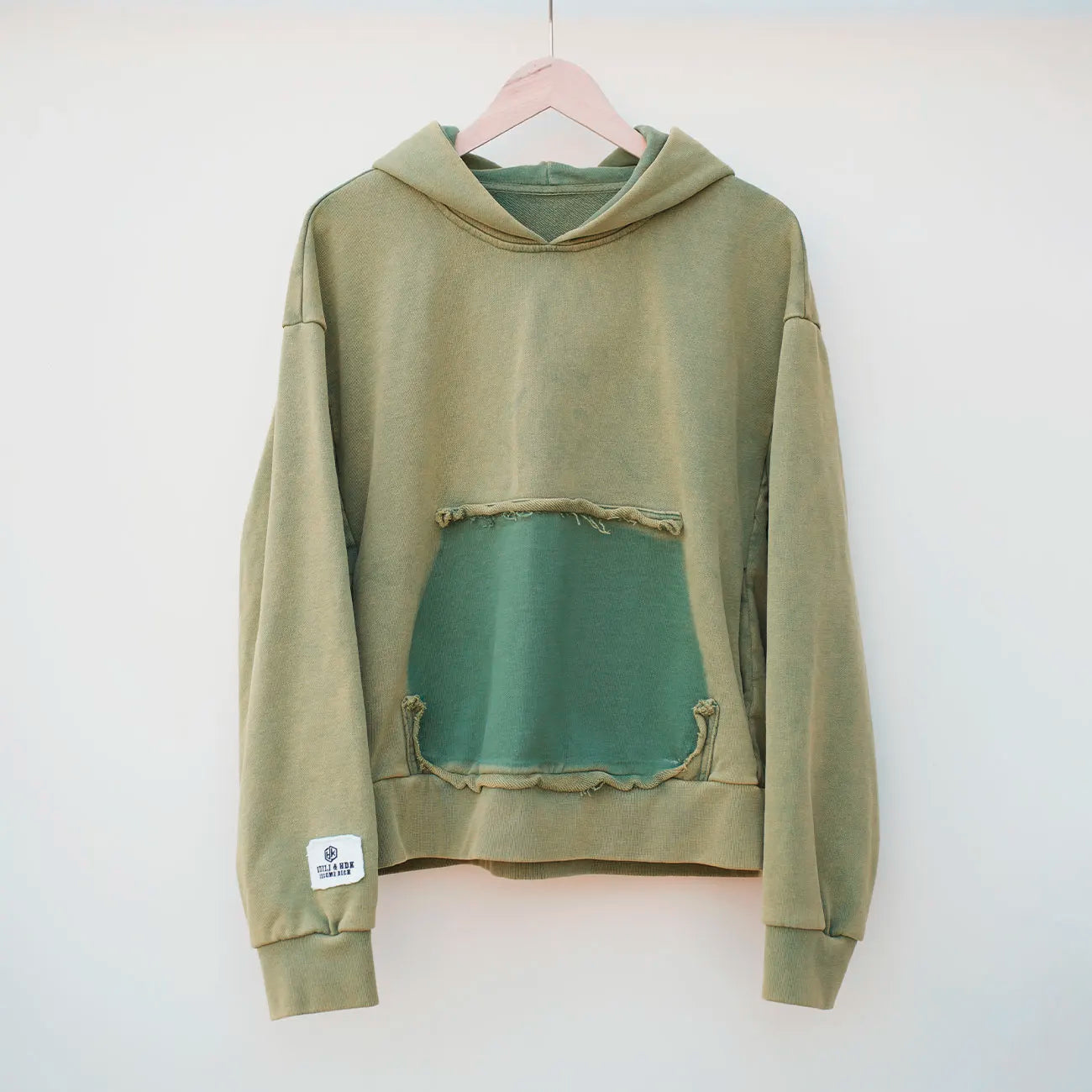 Custom Logo Embroidery Patched Pullover Hoodie Oversized Fit Men Vintage Washed Heavyweight Cotton Hoodie
