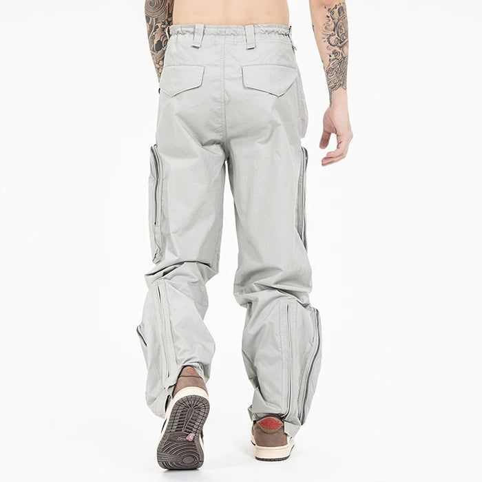 Hot Selling New Style Drawstring Waist Multi Pockets Y2K Pants Cargo Pants Men Big Zip Pocket Baggy Pants