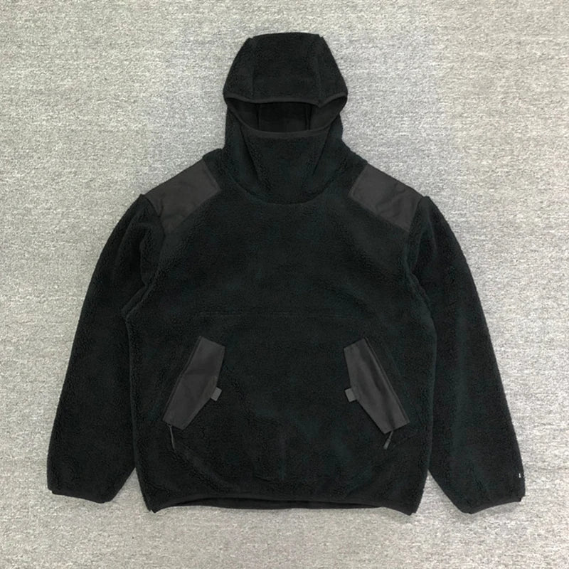 manufacturer wholesale heavyweight thick blank polar fleece hoodie custom logo winter no drawstring plain ninja sherpa hoodie