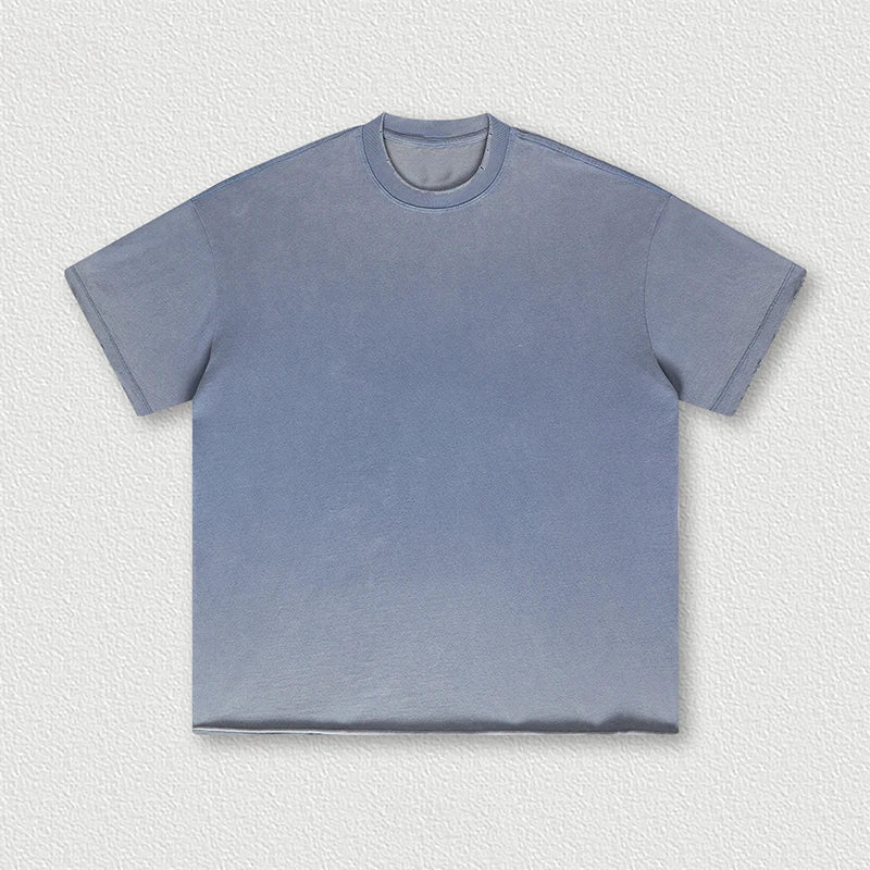 Manufacturer Summer 285G 100% Cotton Acid Washed Gradually Oversized Edge Short Sleeve Vintage T-shirt for Men