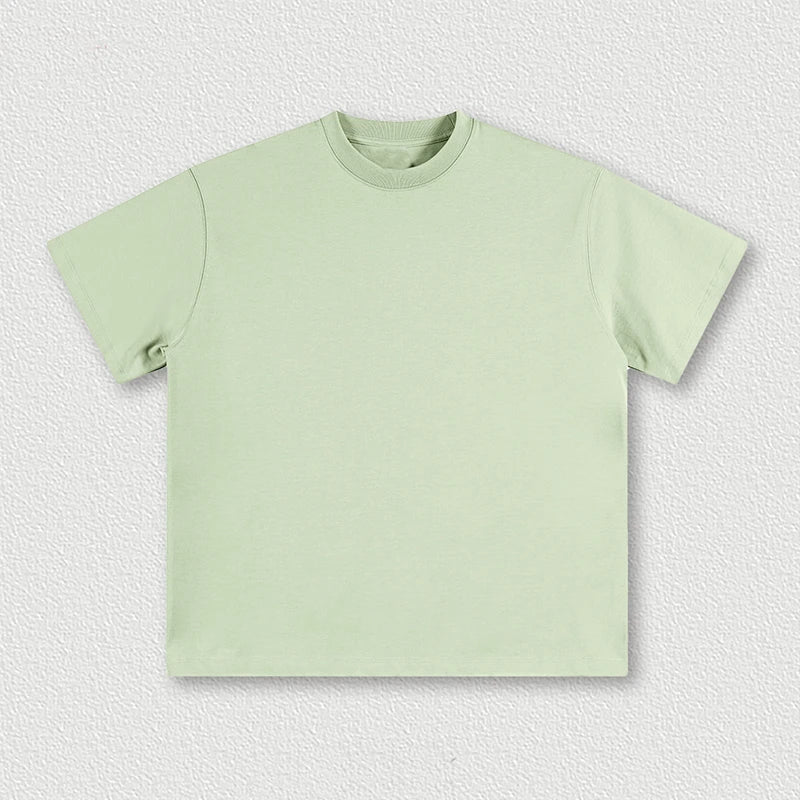 Wholesale 2024 Summer Spring Street Loose Shape 345G Heavyweight Cotton Solid Color Short Sleeve Men's T-Shirts Unisex