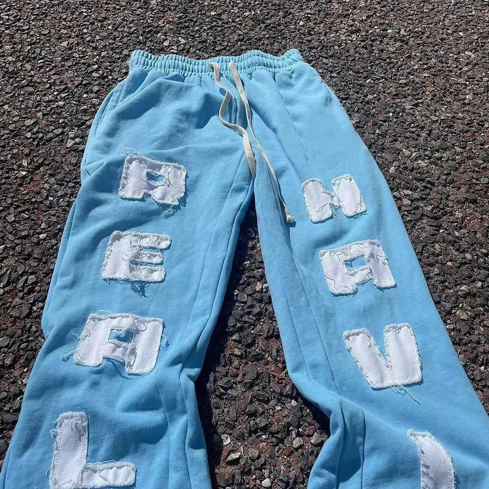 100% Cotton Hravyweight Sweatpants Custom Embroidery Logo Patched Men Flared Leg Sweatpants