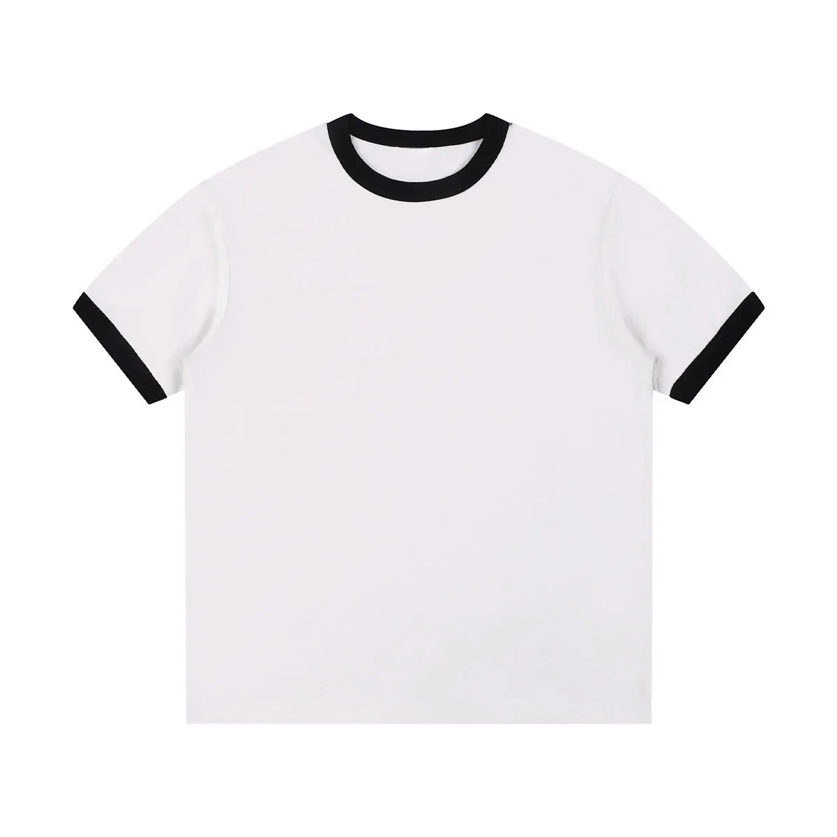 Streetwear Essential Supplier Low MOQ Vintage Classic Blank Custom Logo Mens Contrast Trim Crewneck Shirt