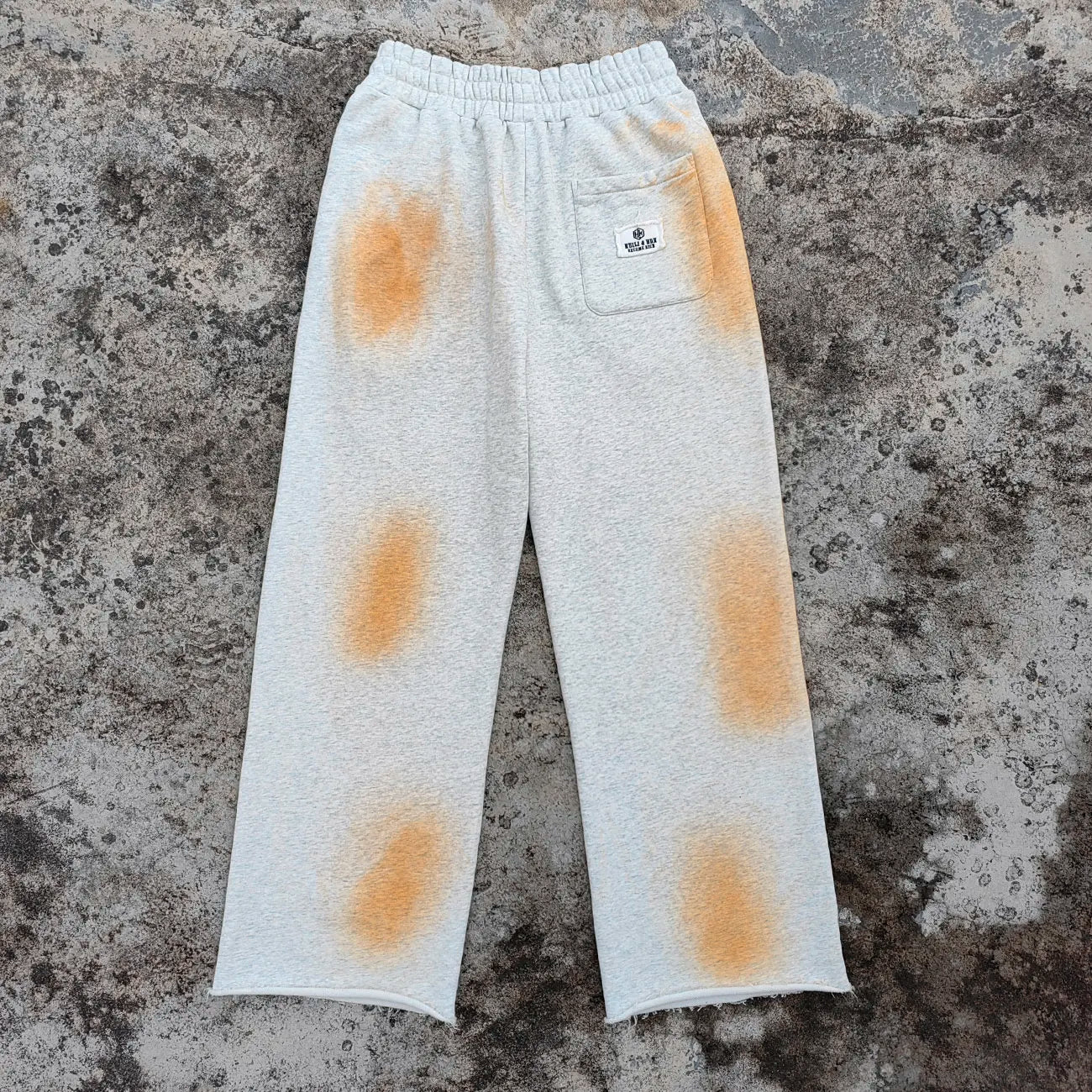Screen Printed logo Heavy Cotton Wide Leg Sweatpants Custom Vintage Washed Men Sun Faded Raw Hem Baggy Fit Sweatpants