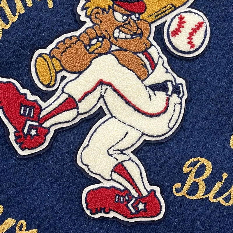 Benutzerdefinierte Chenille Applikation Stickerei College Jacke Y2K Vintage Letterman Jacke