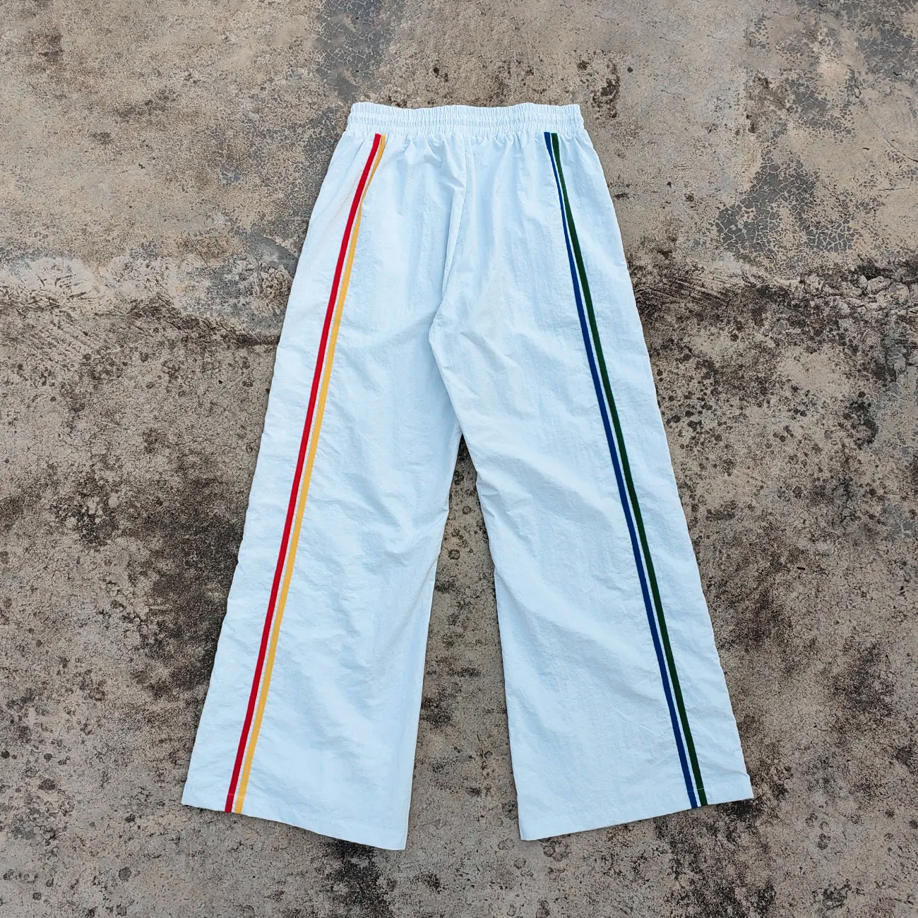 Windbreaker Track Pants Custom Embroidery logo Men Side Button up Wide Leg Nylon Jogger Striped Track Pants