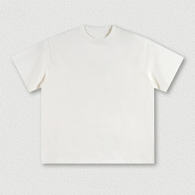 Wholesale 2024 Summer Spring Street Loose Shape 345G Heavyweight Cotton Solid Color Short Sleeve Men's T-Shirts Unisex