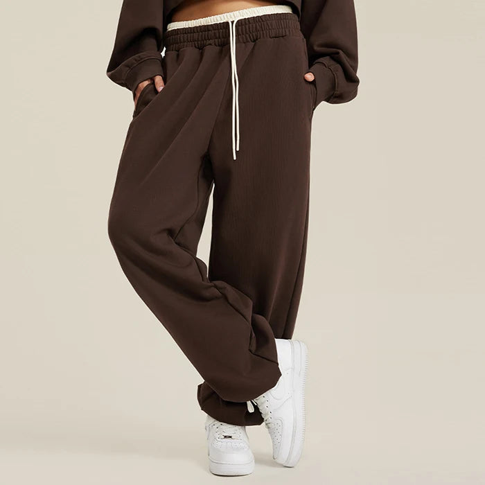 New Design 440Gsm Heavyweight Unisex Knitted Blank Sweatpants Men Oversized Relaxed Fit Double Waist Sweatpants