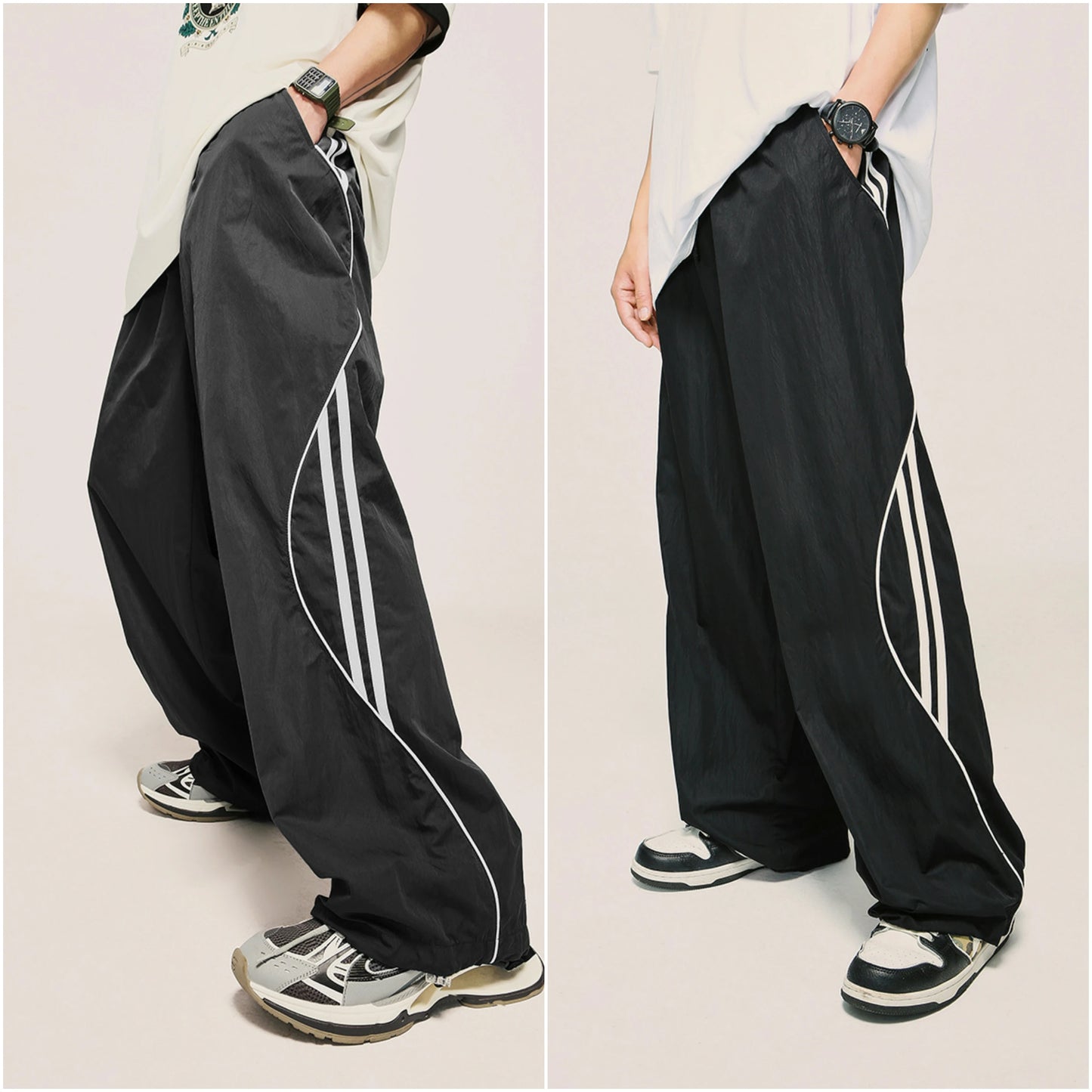 Summer Streetwear Unisex Oversized Pants Custom Elastic Waist Men Baggy Wide Leg Vintage Track Pants