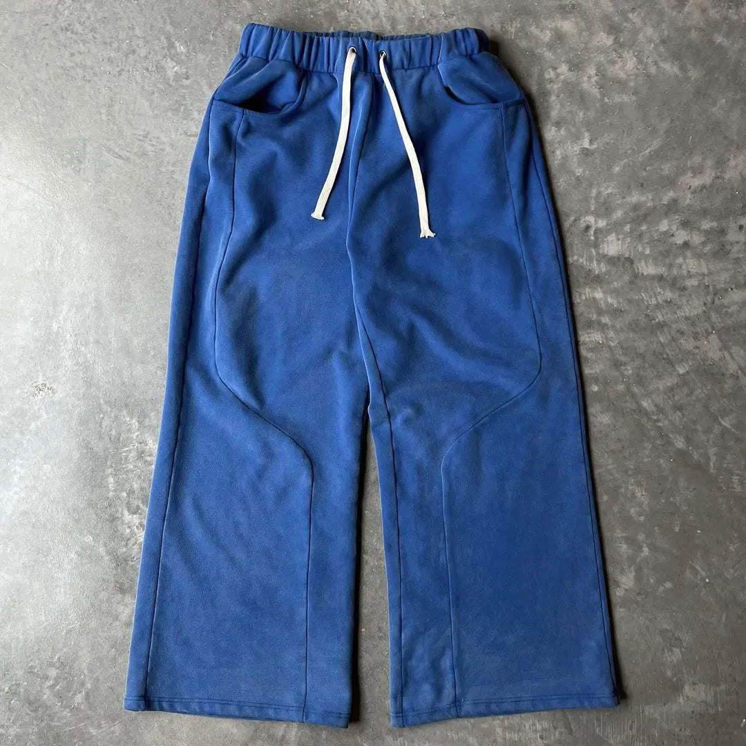 Unisex Oversized Blank Cotton Jogger Pants Men Custom Contrast Stitching Men Straight Wide Leg Heavyweight Sweatpants