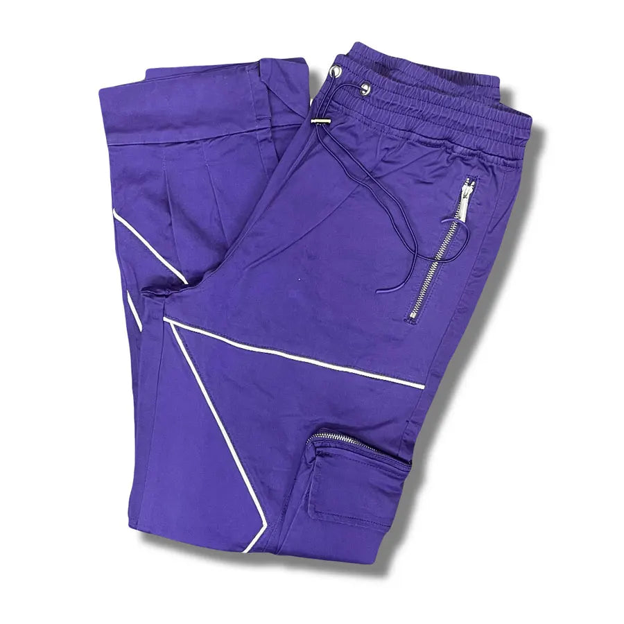 Lightweight Nylon Track Pants Men Custom Reflective Strip Printing Windbreaker Cargo Pants