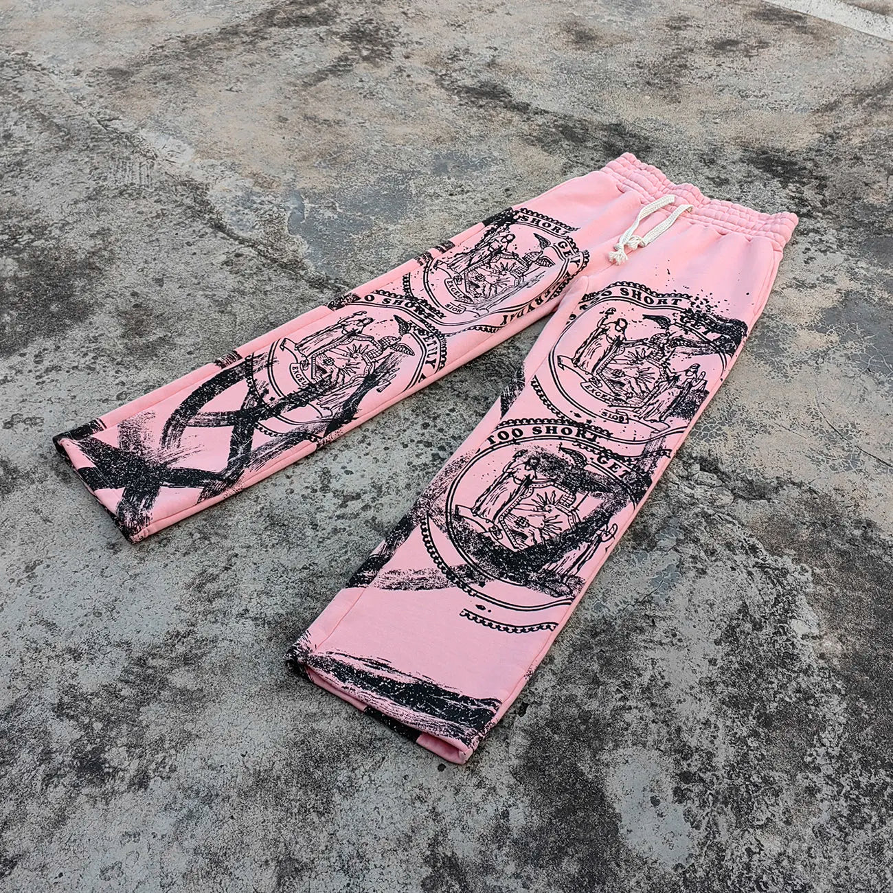Heavyweight Cotton Thick French Terry Sweatpants Menc Custom Digital Printed Oversized Wide Leg Baggy Graphic Sweatpants