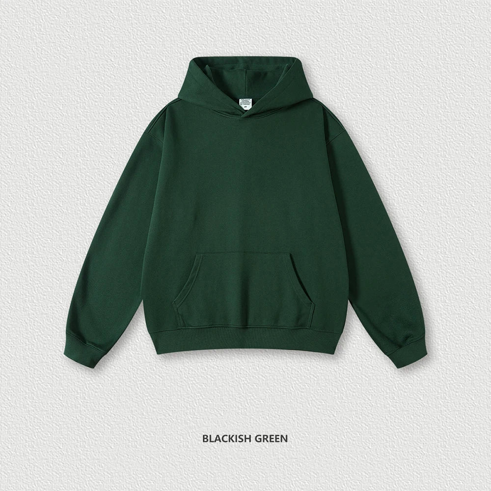 Hot Selling Solid Color Unisex Blank Pullover Hoodies Custom 445Gsm Thick Cotton Men French Terry Heavyweight Hoodie