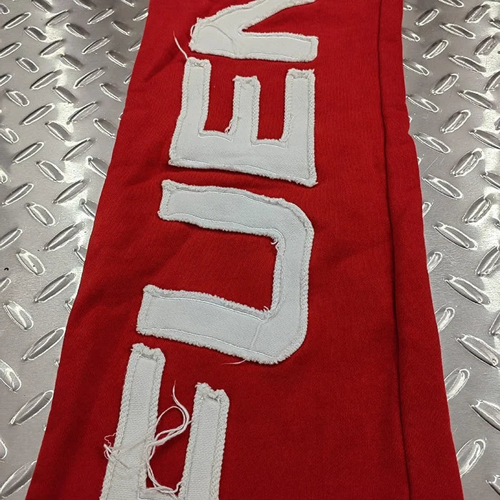 Huilin Jogginghose mit individuellem Logo-Druck und geradem Bein, schwere, ausgestellte Hose für Herren, Jogginghose mit Stickerei und Patchwork-Applikation