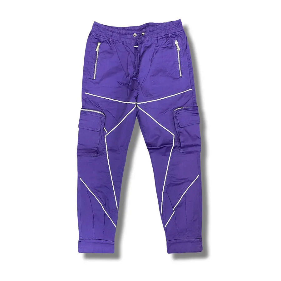 Lightweight Nylon Track Pants Men Custom Reflective Strip Printing Windbreaker Cargo Pants