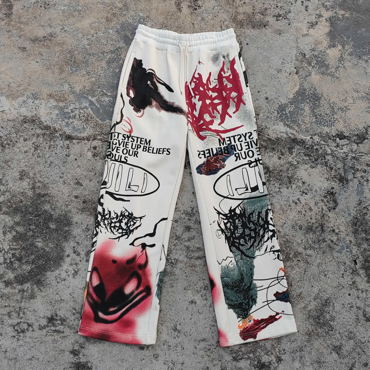 Unisex Y2k Streetwear Sweatpants Custom Screen Print Wide Leg Men Baggy Loose Fit Graphic Jogger Sweatpants